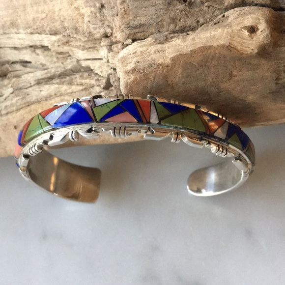 Sold Vintage Navajo A. Francisco Multi Stone Bracelet - Picture 8 of 15